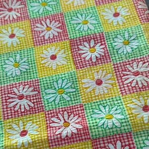 Colorful Gingham Daisy Fabric